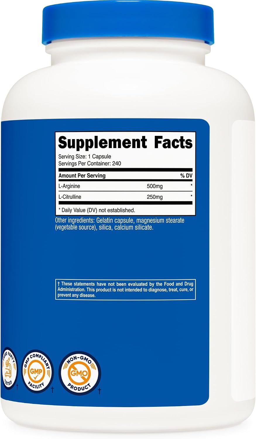 image:imageNutricost LArginine LCitrulline Complex 750mg 240 Capsules NonGMO240 Count Pack of 1