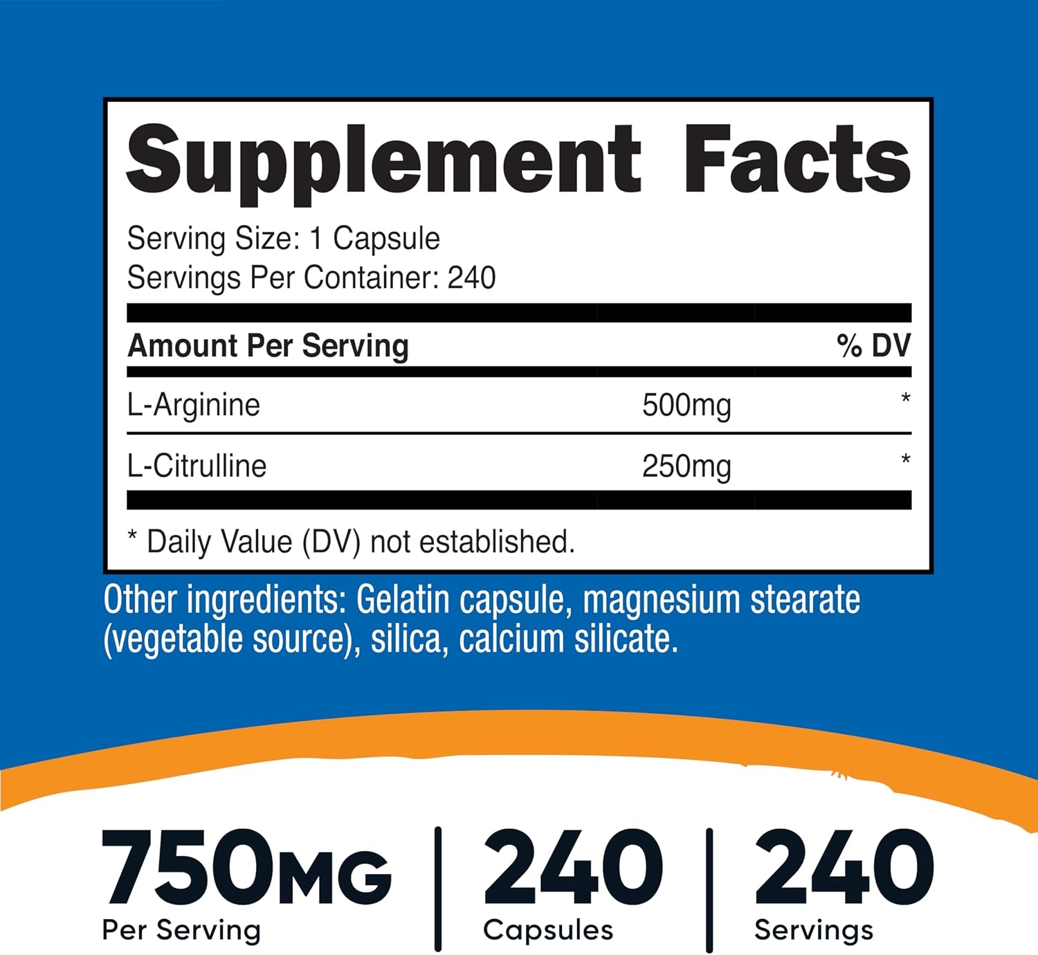 image:imageNutricost LArginine LCitrulline Complex 750mg 240 Capsules NonGMO240 Count Pack of 2