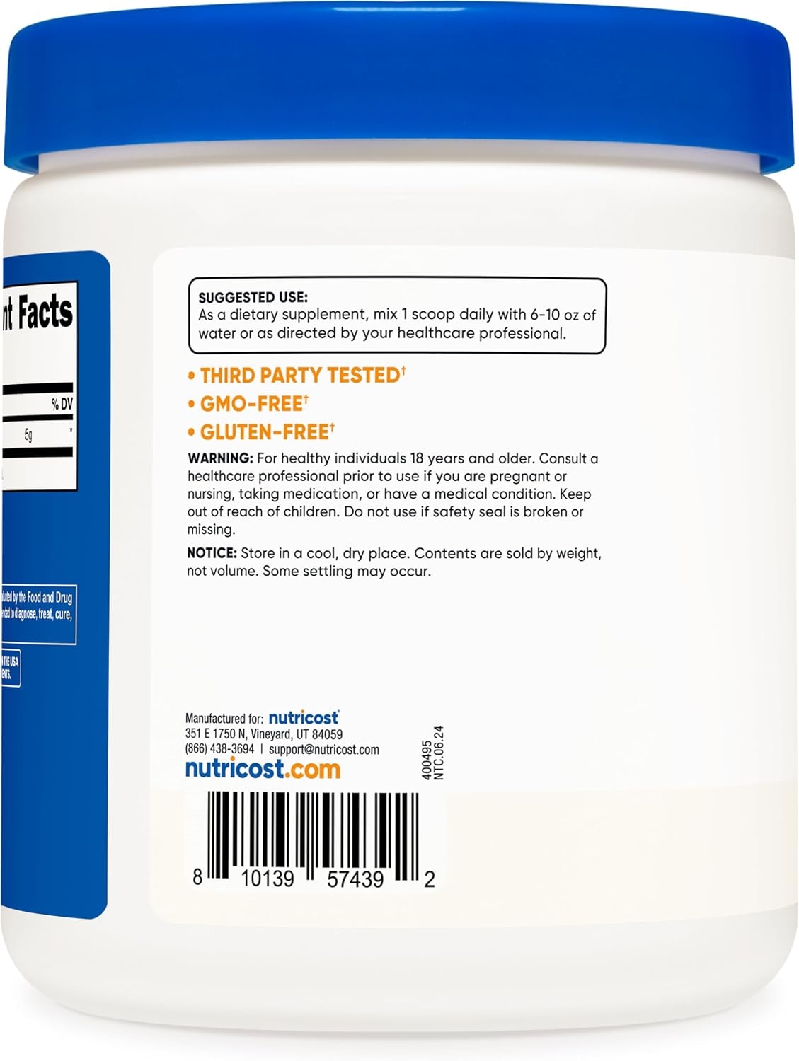 image:imageNutricost LArginine Powder 1KG Pure LArginine 5g Per Serving055 Pound Pack of 1