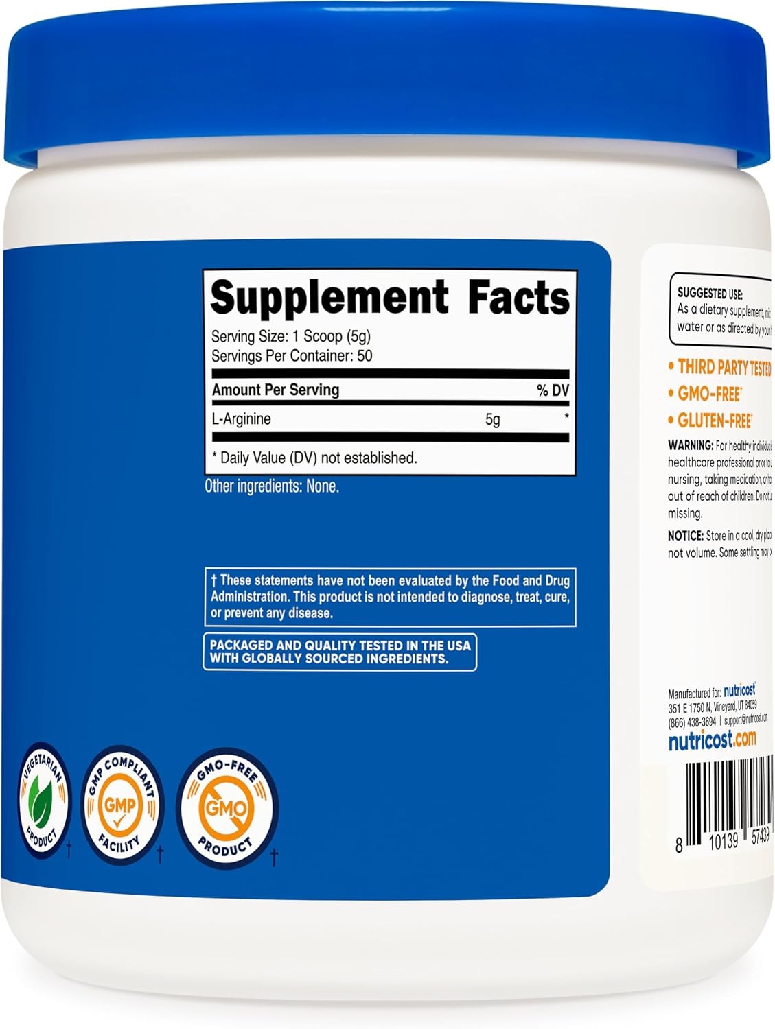image:imageNutricost LArginine Powder 1KG Pure LArginine 5g Per Serving055 Pound Pack of 1