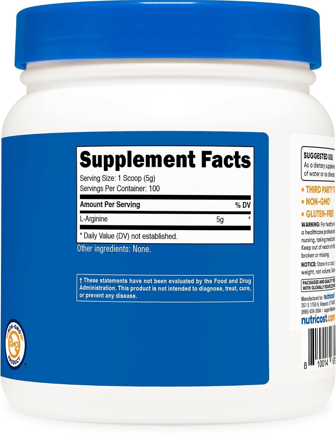 image:imageNutricost LArginine Powder 1KG Pure LArginine 5g Per Serving11 Pound Pack of 1