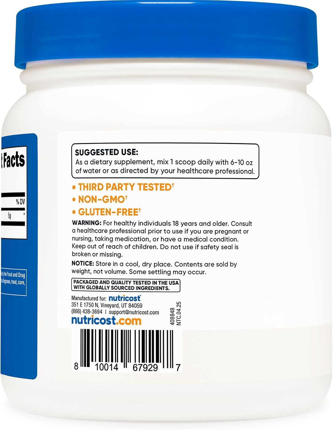 image:imageNutricost LArginine Powder 1KG Pure LArginine 5g Per Serving11 Pound Pack of 1