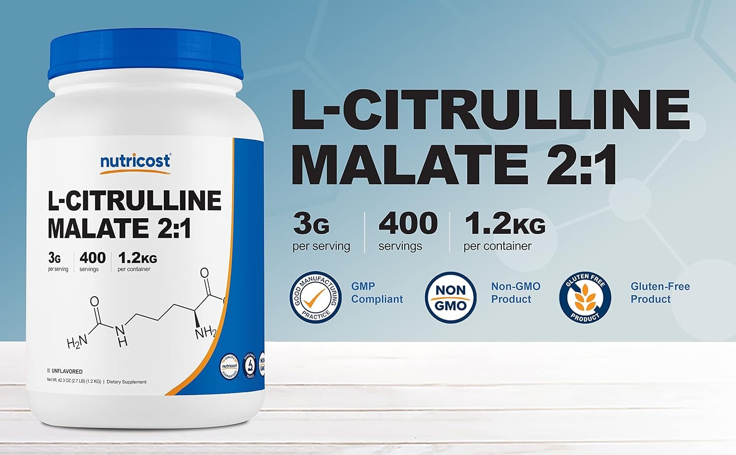 image:imageNutricost LCitrulline Malate Powder 21 12KGUnflavored