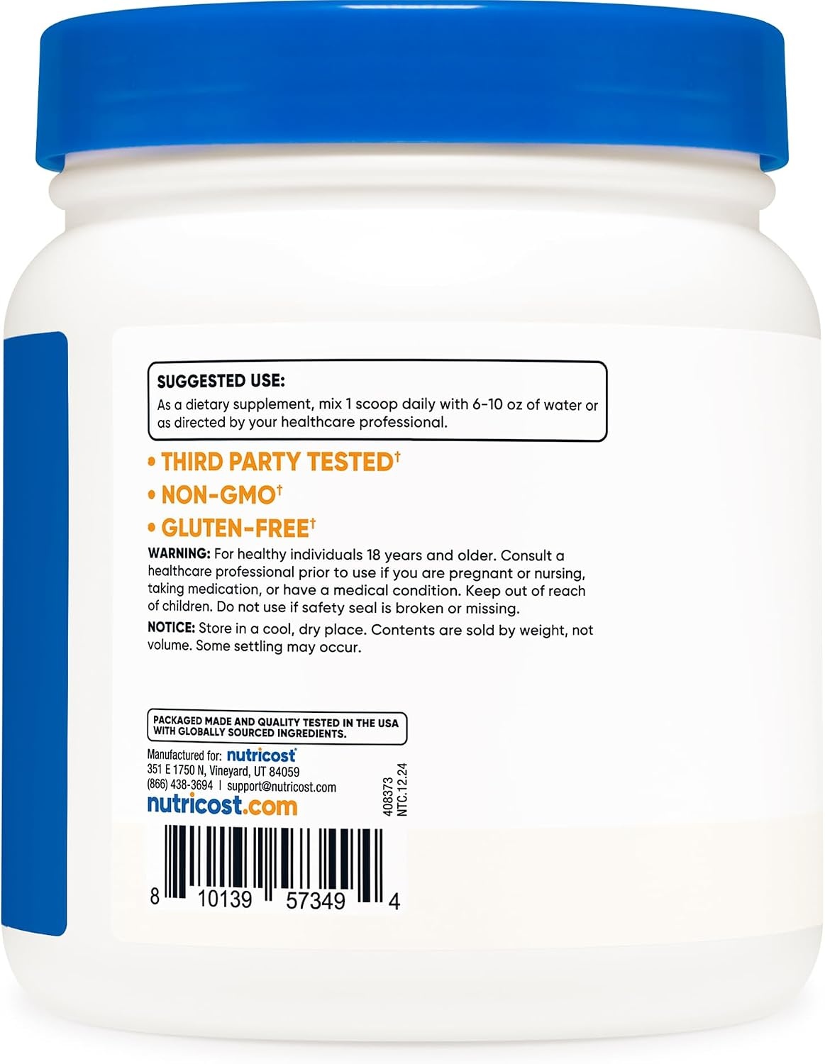 image:imageNutricost LLysine Powder 500 Grams Pure LLysine NonGMO Gluten Free112 Pound Pack of 1