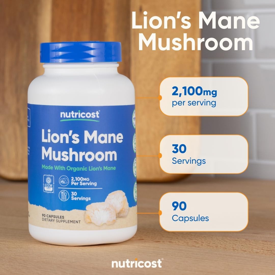 image:imageNutricost Lions Mane Mushroom Capsules 2100mg 90 Capsules 30 Servings90 Count Pack of 1