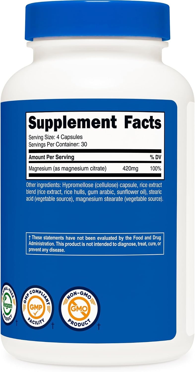 image:imageNutricost Magnesium Citrate 420mg 120 Veggie Capsules 60 Servings120 Count Pack of 1