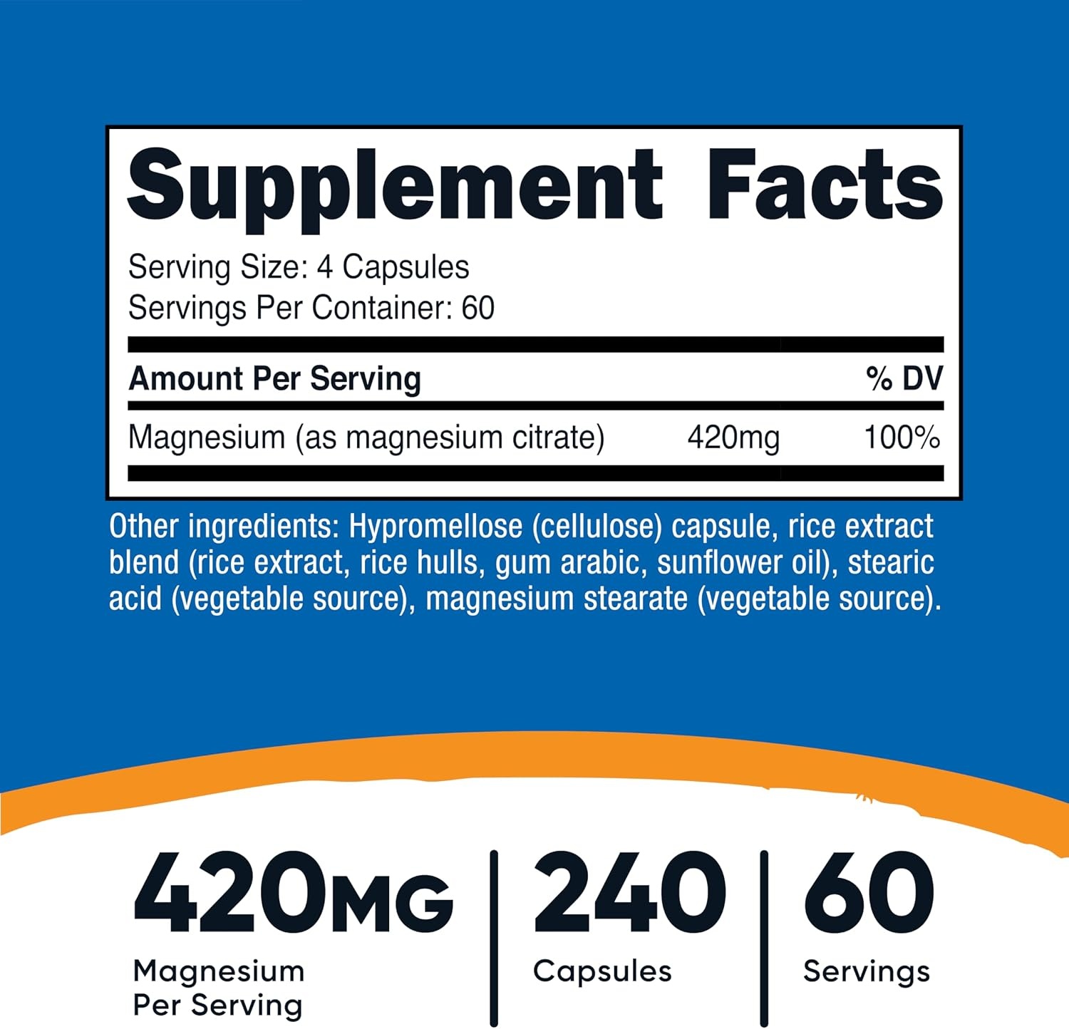 image:imageNutricost Magnesium Citrate 420mg 120 Veggie Capsules 60 Servings240 Count Pack of 1