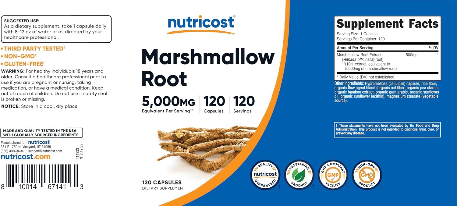 image:imageNutricost Marshmallow Root 120 Capsules for 120 Servings Per Bottle