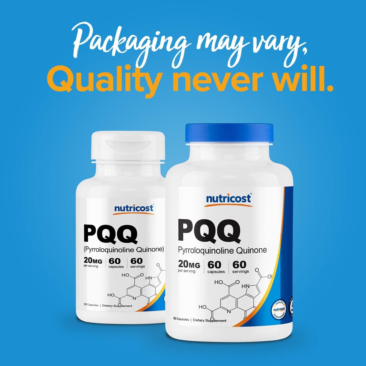 image:imageNutricost PQQ Pyrroloquinoline Quinone 20mg 30 Capsules Vegetarian Capsules NonGMO Gluten Free1 Count Pack of 120