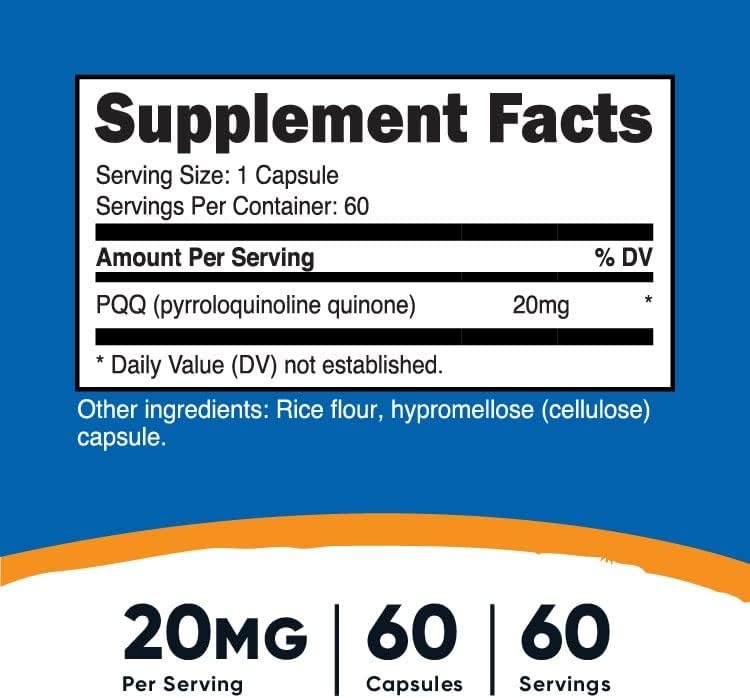 image:imageNutricost PQQ Pyrroloquinoline Quinone 20mg 30 Capsules Vegetarian Capsules NonGMO Gluten Free1 Count Pack of 120