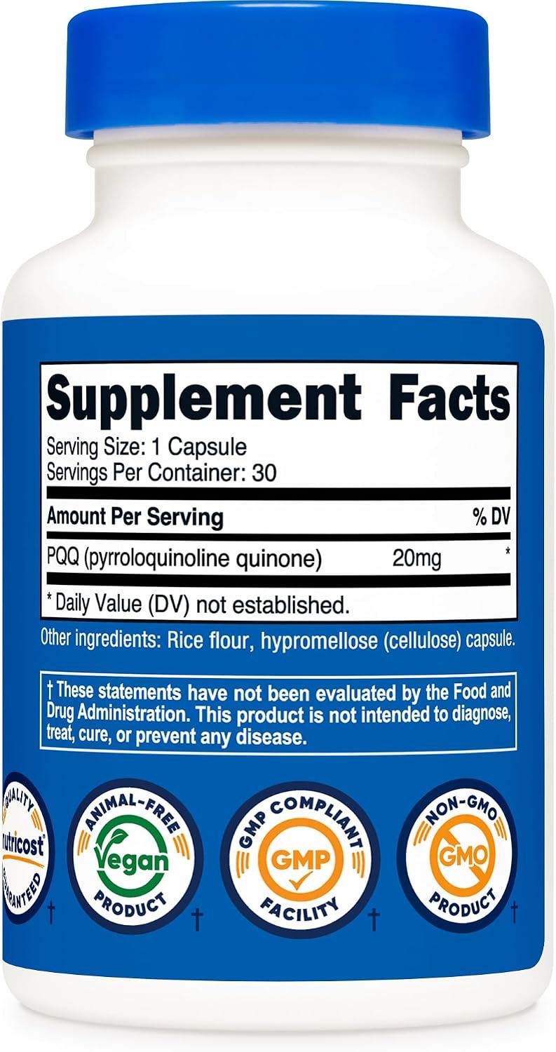 image:imageNutricost PQQ Pyrroloquinoline Quinone 20mg 30 Capsules Vegetarian Capsules NonGMO Gluten Free30 Count Pack of 1