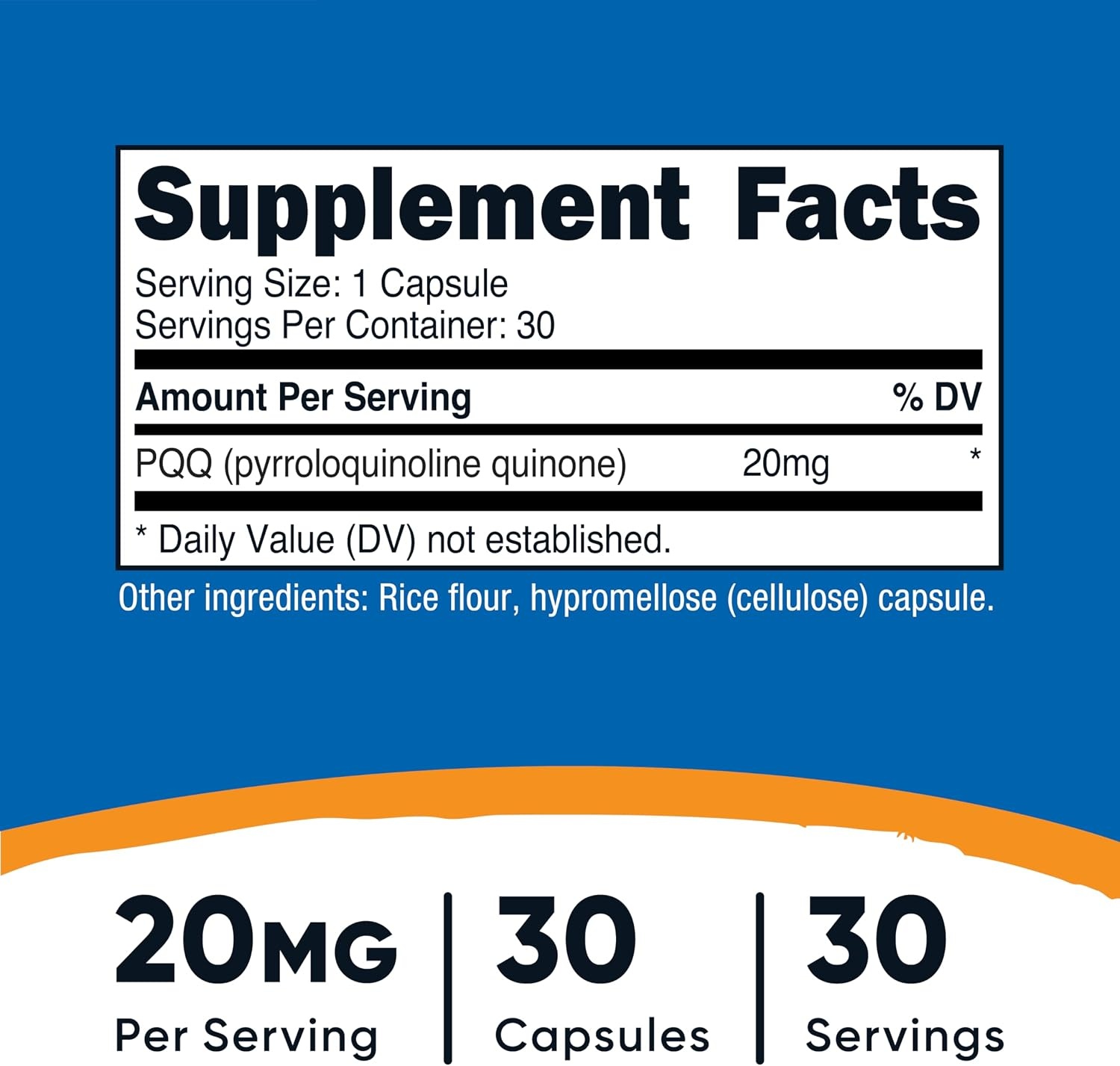 image:imageNutricost PQQ Pyrroloquinoline Quinone 20mg 30 Capsules Vegetarian Capsules NonGMO Gluten Free30 Count Pack of 1