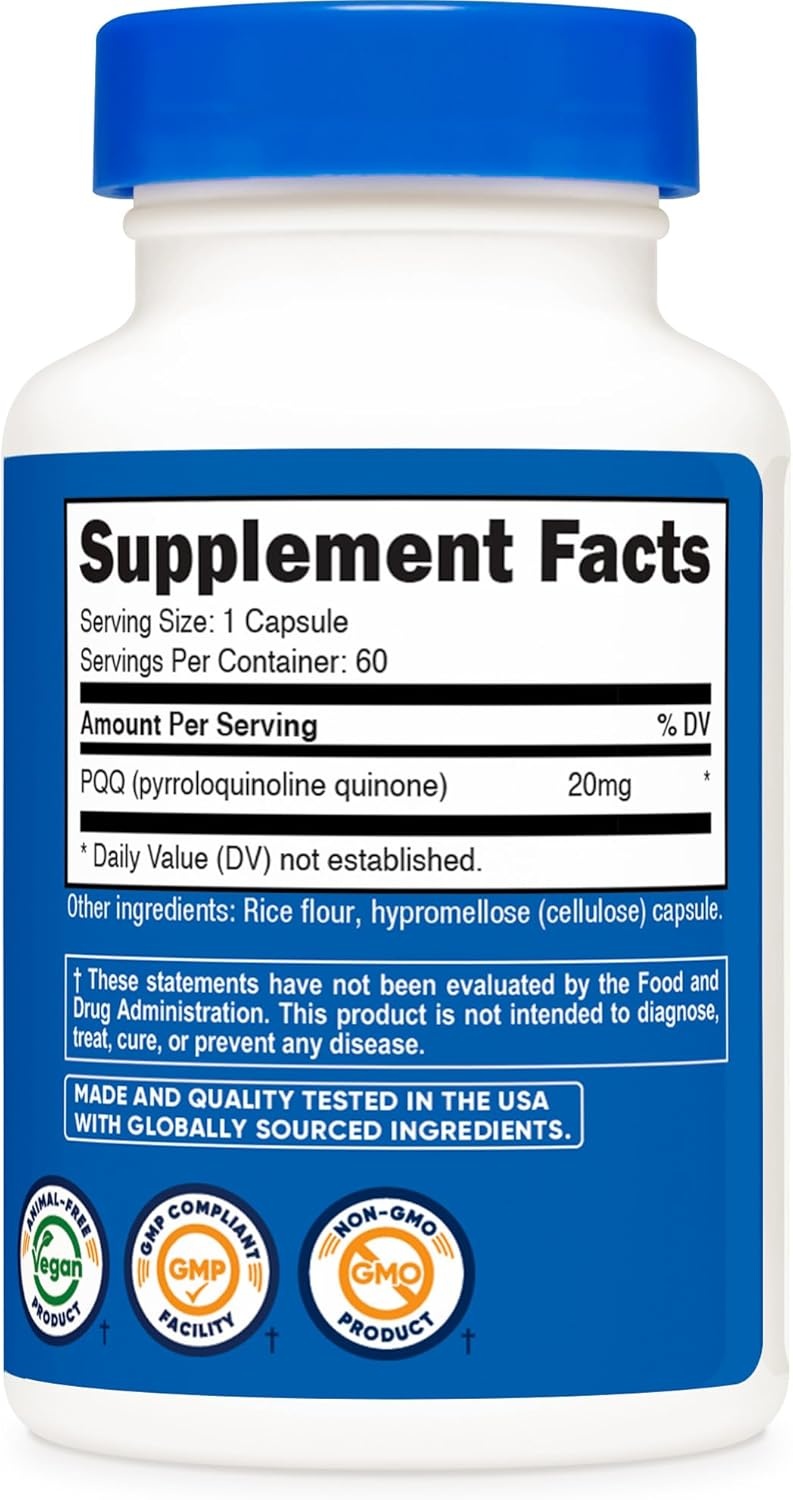 image:imageNutricost PQQ Pyrroloquinoline Quinone 20mg 30 Capsules Vegetarian Capsules NonGMO Gluten Free60 Count Pack of 1