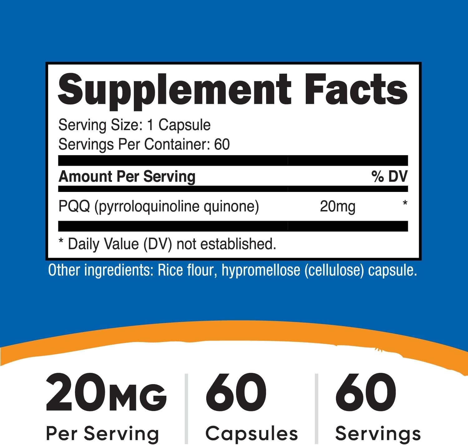 image:imageNutricost PQQ Pyrroloquinoline Quinone 20mg 30 Capsules Vegetarian Capsules NonGMO Gluten Free60 Count Pack of 2