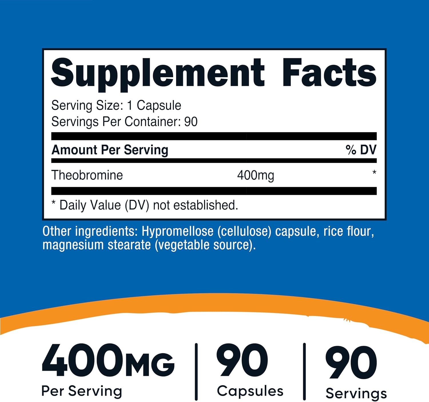 image:imageNutricost Theobromine 400mg 90 Vegetarian Capsules Gluten Free NonGMO