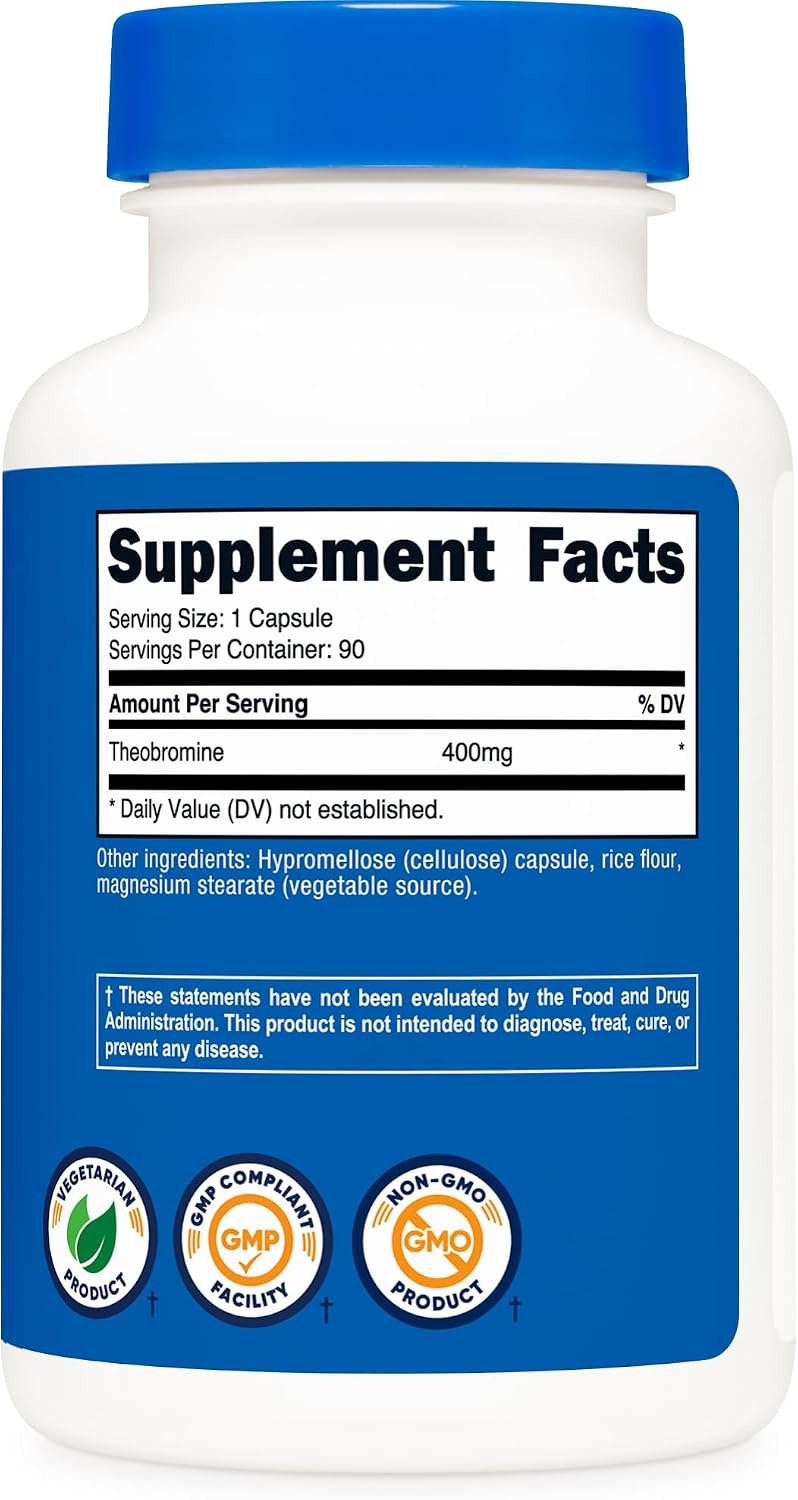 image:imageNutricost Theobromine 400mg 90 Vegetarian Capsules Gluten Free NonGMO