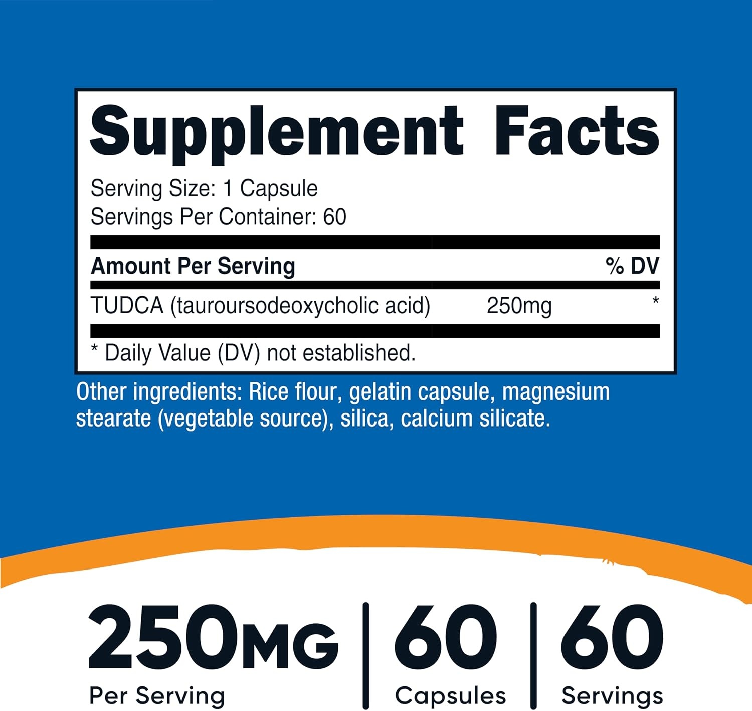 image:imageNutricost Tudca 250mg 60 Capsules Tauroursodeoxycholic Acid Gluten Free