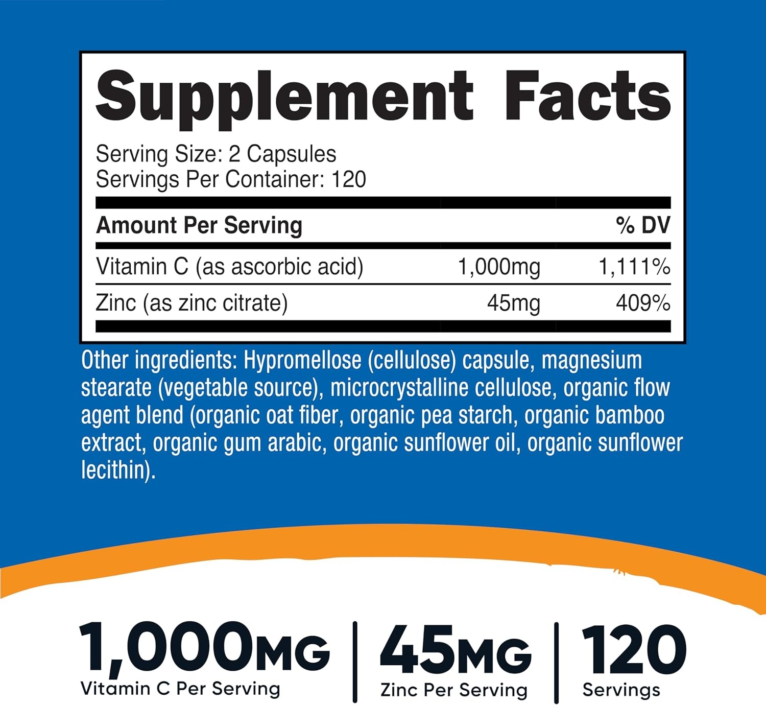 image:imageNutricost Vitamin C with Zinc Capsules 120 Servings Gluten Free GMOFree120 Count Pack of 2