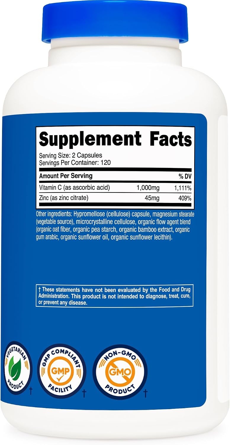 image:imageNutricost Vitamin C with Zinc Capsules 120 Servings Gluten Free GMOFree240 Count Pack of 3