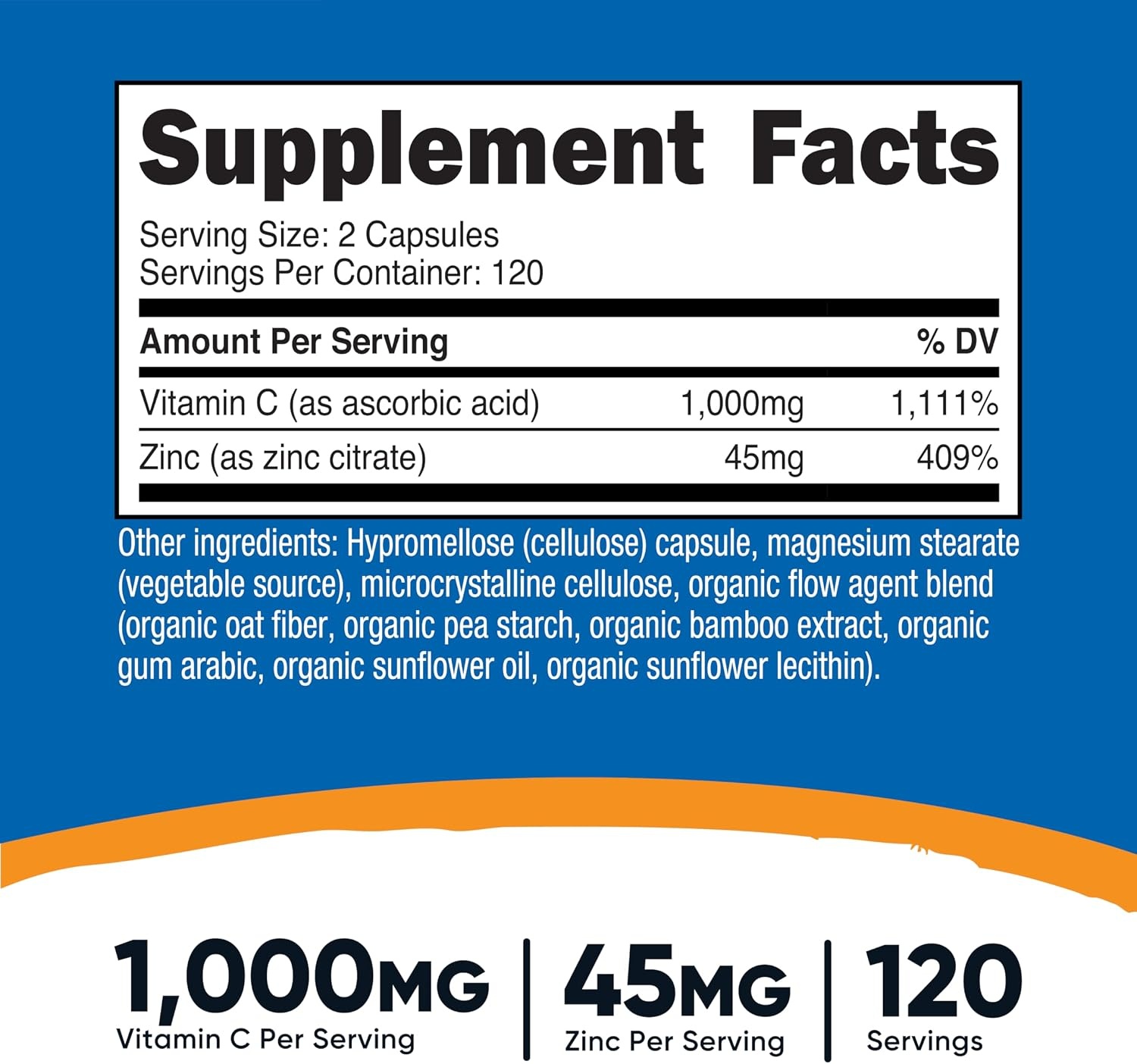 image:imageNutricost Vitamin C with Zinc Capsules 120 Servings Gluten Free GMOFree240 Count Pack of 3