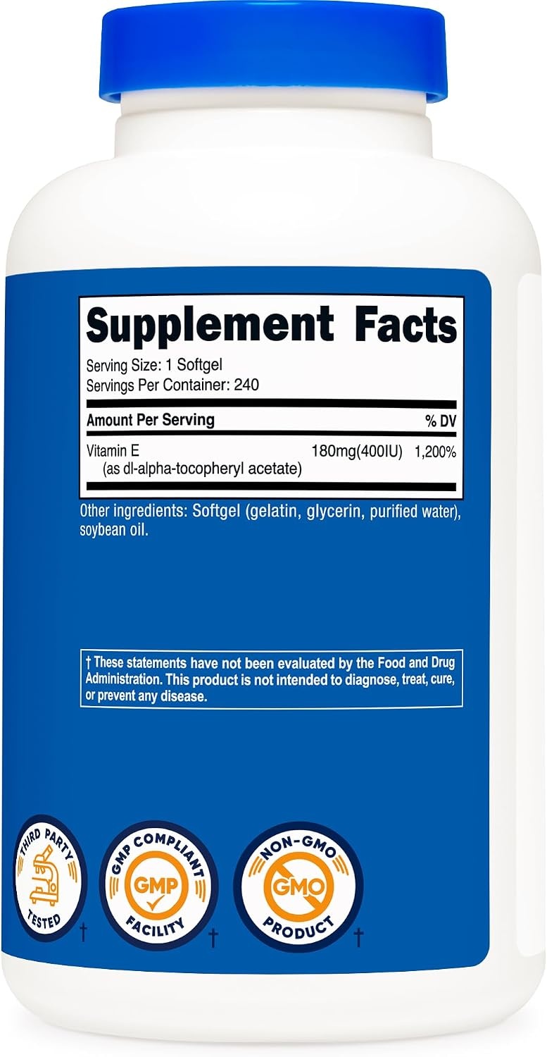 image:imageNutricost Vitamin E 400 IU 240 Softgel Capsules Gluten Free NonGMO240 Count Pack of 1
