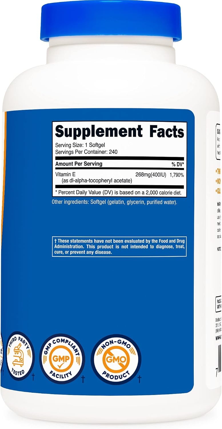 image:imageNutricost Vitamin E 400 IU 240 Softgel Capsules Gluten Free NonGMO240 Count Pack of 2