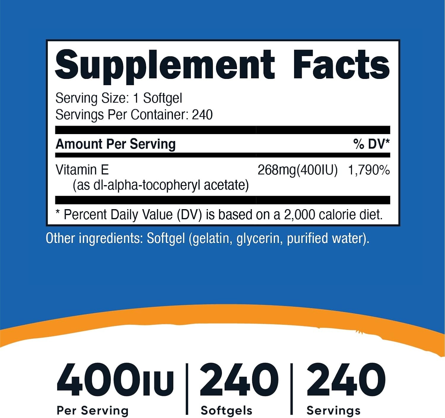 image:imageNutricost Vitamin E 400 IU 240 Softgel Capsules Gluten Free NonGMO240 Count Pack of 2