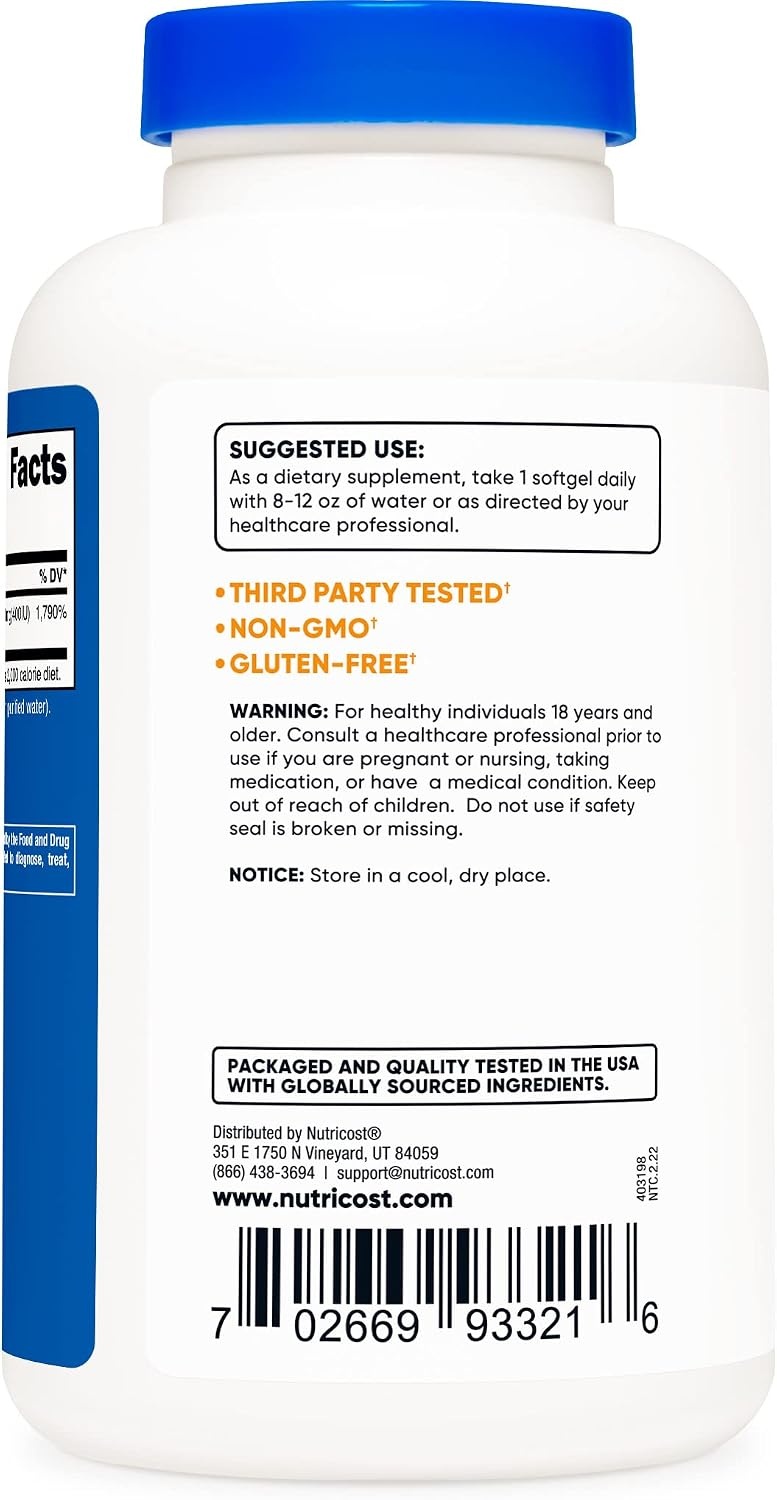 image:imageNutricost Vitamin E 400 IU 240 Softgel Capsules Gluten Free NonGMO240 Count Pack of 2