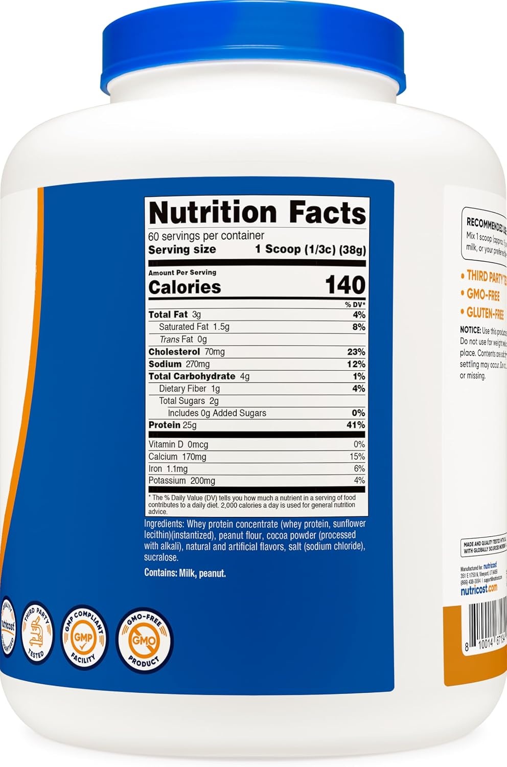 image:imageNutricost Whey Protein Concentrate Powder Unflavored 5 LBChoc Peanut Butter