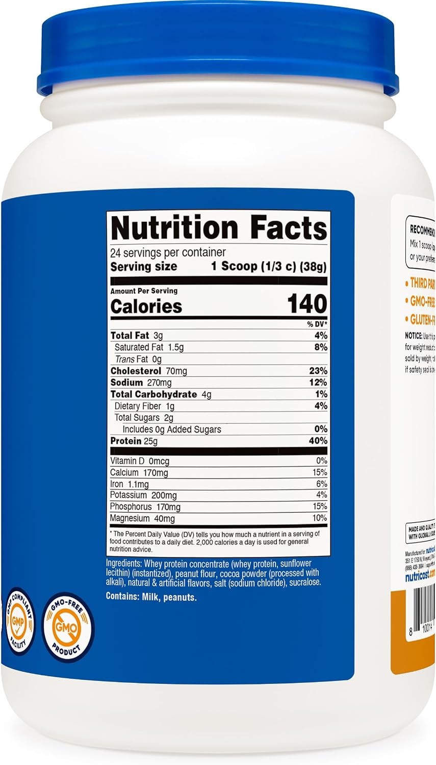 image:imageNutricost Whey Protein Concentrate Powder Unflavored 5 LBChoc Peanut Butter