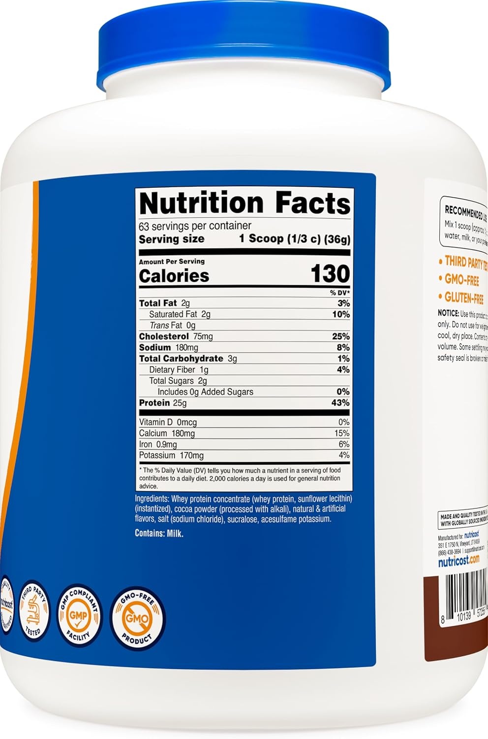 image:imageNutricost Whey Protein Concentrate Powder Unflavored 5 LBChocolate