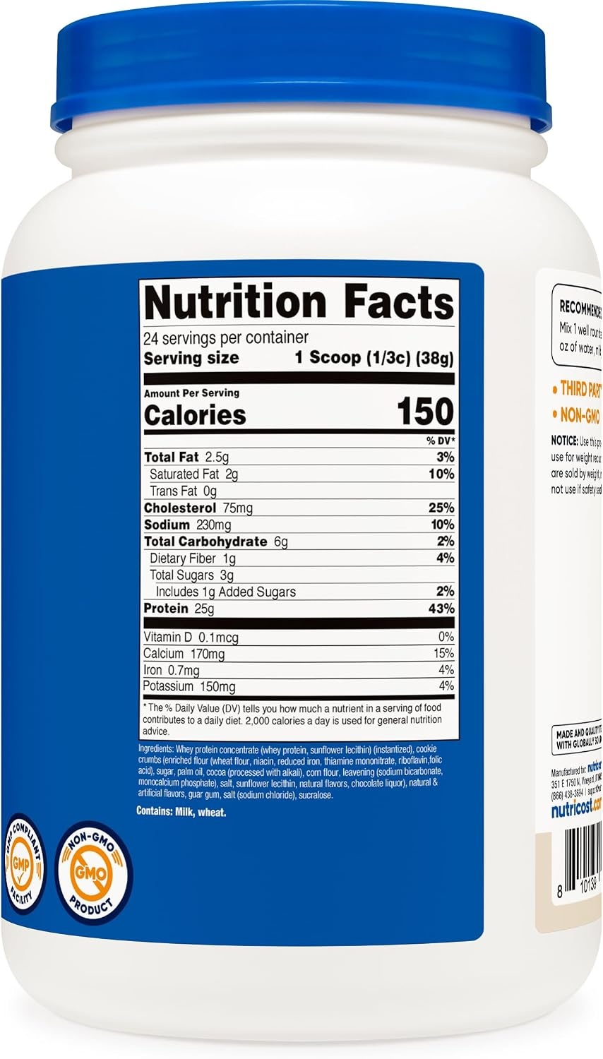 image:imageNutricost Whey Protein Concentrate Powder Unflavored 5 LBCookies Cream