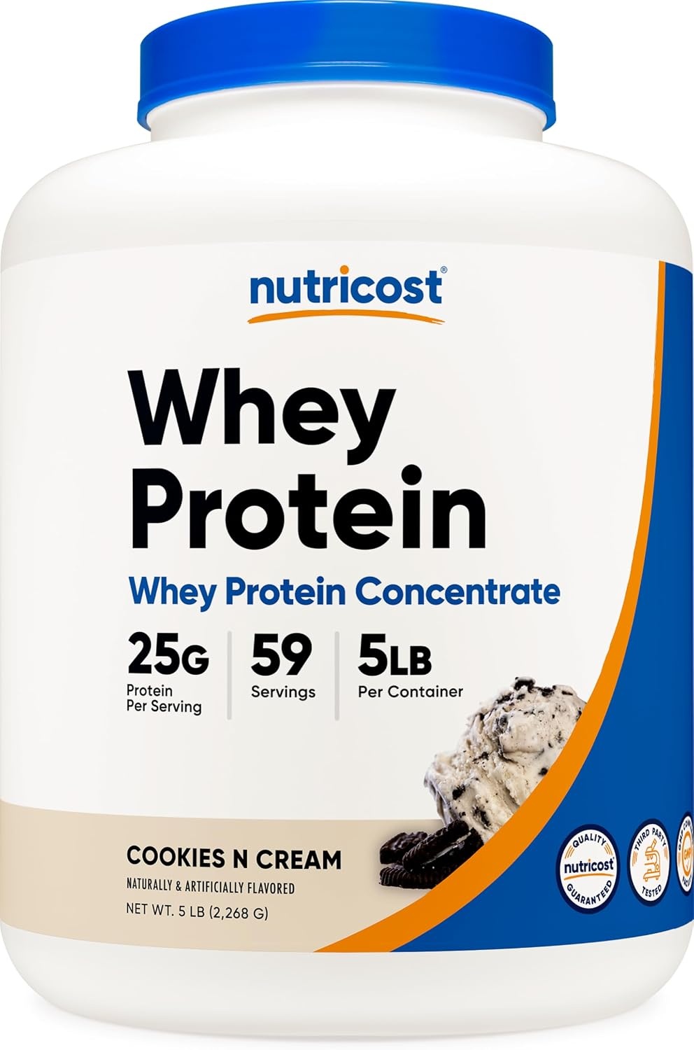 image:imageNutricost Whey Protein Concentrate Powder Unflavored 5 LBCookies Cream