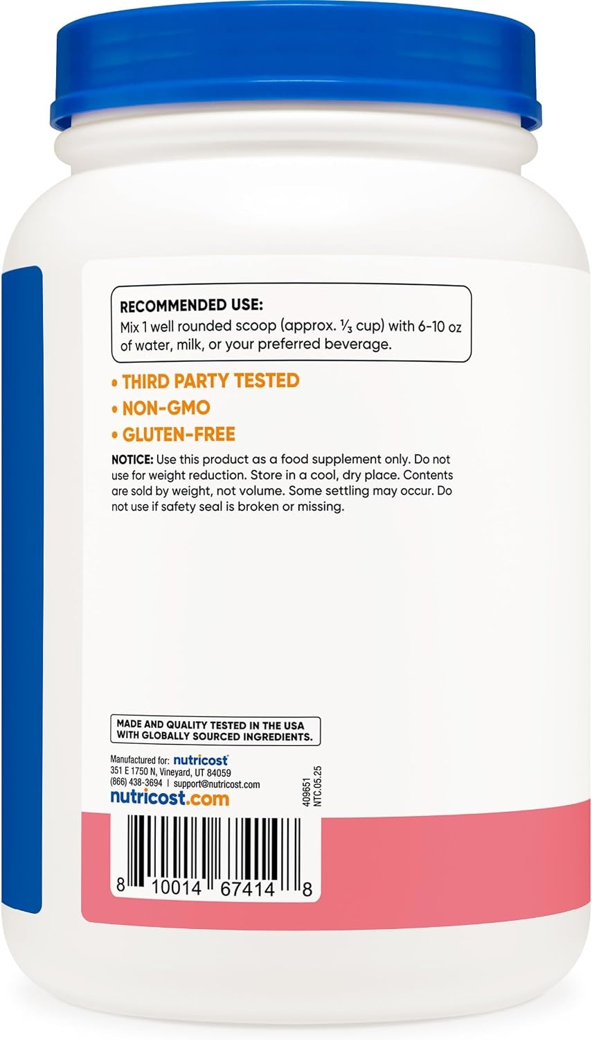 image:imageNutricost Whey Protein Concentrate Powder Unflavored 5 LBStrawberry Milkshake