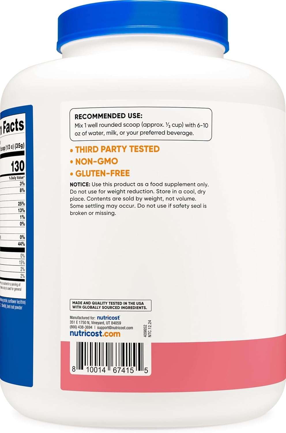 image:imageNutricost Whey Protein Concentrate Powder Unflavored 5 LBStrawberry Milkshake