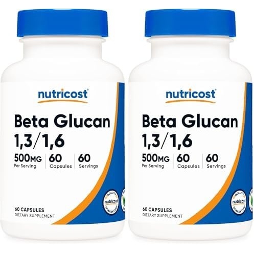 image:imageNutricost Beta Glucan 500mg 1316 DGlucan 60 Vegetarian Capsules60 Count Pack of 2