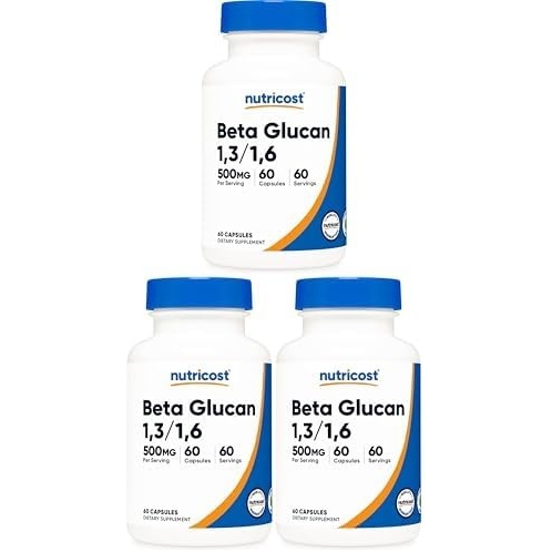 image:imageNutricost Beta Glucan 500mg 1316 DGlucan 60 Vegetarian Capsules60 Count Pack of 3