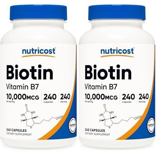 image:imageNutricost Biotin Vitamin B7 10000mcg 10mg 240 Capsules Quick Release240 Capsules Pack of 2