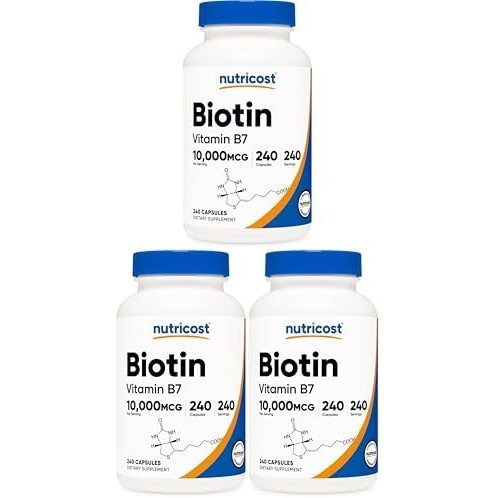 image:imageNutricost Biotin Vitamin B7 10000mcg 10mg 240 Capsules Quick Release240 Capsules Pack of 3