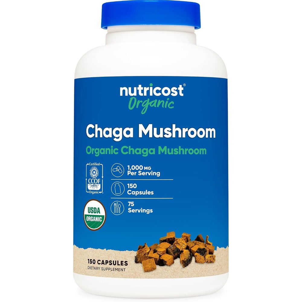 image:imageNutricost Organic Chaga Mushroom 1000mg 150 Capsules Gluten Free