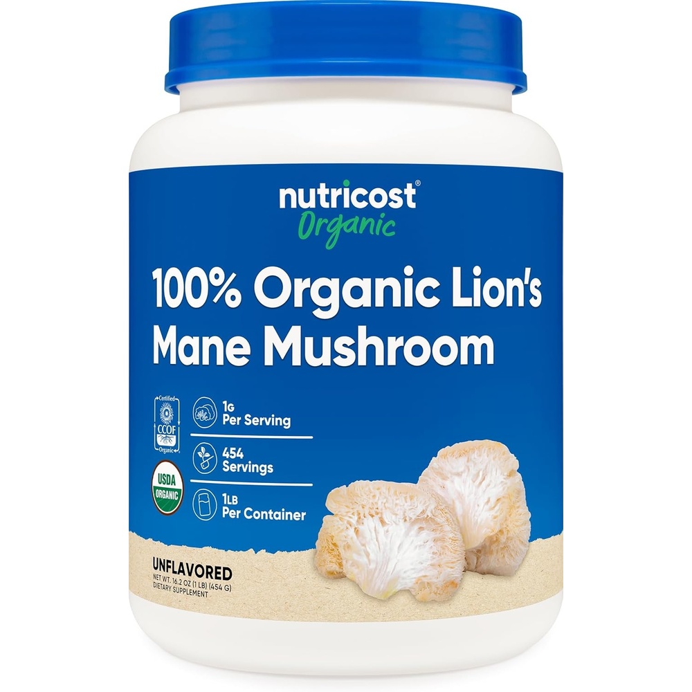 image:imageNutricost Organic Lions Mane Mushroom Powder 4oz Certified USDA Organic1601 Ounce Pack of 1