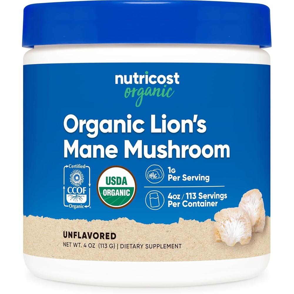 image:imageNutricost Organic Lions Mane Mushroom Powder 4oz Certified USDA Organic4 Ounce Pack of 1