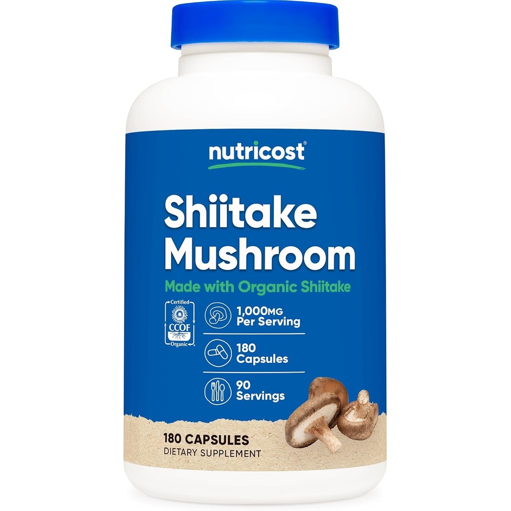 image:imageNutricost Organic Shiitake Mushroom 1000mg 180 Capsules CCOF Certified