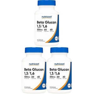 Nutricost Beta Glucan 500mg 1,3/1,6 D-Glucan, 60 Vegetarian Capsules(60 Count (Pack of 3))